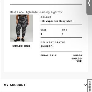 Base pace lululemon leggings brand new